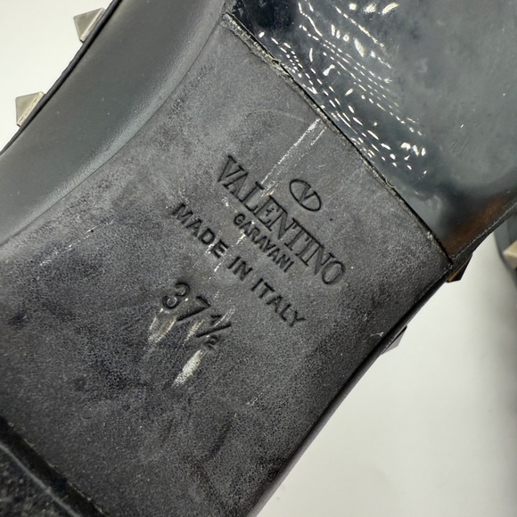VALENTINO NOIR ROCKSTUD CAGED FLATS BLACK SIZE 37.5 CASALI SOLES AS NEW - Picture 7 of 8